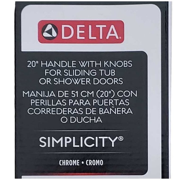 Simplicity Handle w/ Knobs for Sliding Shower or Bathtub Door, Chrome -Free Ship - Picture 7 of 10